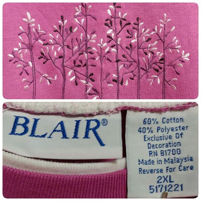 BLAIR レトロ スウェット トレーナー 刺繍 二重襟 オーバーサイズ レディースのトップス(トレーナー/スウェット)の商品写真