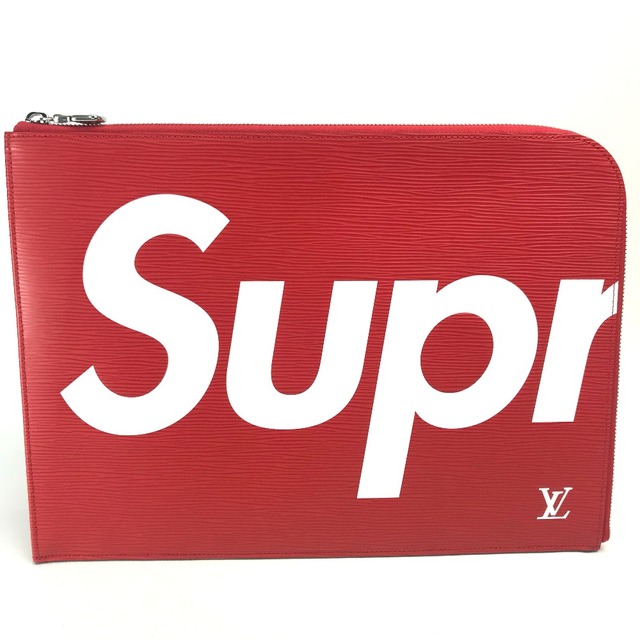 ルイヴィトン LOUIS VUITTON ポシェット ジュールGM M67722 エピ ルイヴィトン×シュプリーム supreme クラッチバッグ エピレザー レッド×ホワイト 美品ファスナー保存袋