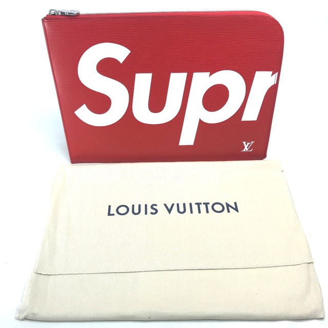 LOUIS VUITTON(ルイヴィトン)のルイヴィトン LOUIS VUITTON ポシェット ジュールGM M67722 エピ ルイヴィトン×シュプリーム supreme クラッチバッグ エピレザー レッド×ホワイト 美品 レディースのバッグ(クラッチバッグ)の商品写真