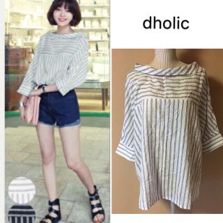 ディーホリック(dholic)の【美品】dholic.ストライプシャツ(シャツ/ブラウス(半袖/袖なし))