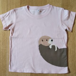 ムジルシリョウヒン(MUJI (無印良品))の無印良品 Tシャツピンク ラッコ柄 90センチ 美品(Tシャツ/カットソー)