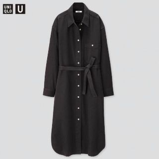 ユニクロ(UNIQLO)のUNIQLO  uniqloU デニムワンピース　ブラック(ロングワンピース/マキシワンピース)