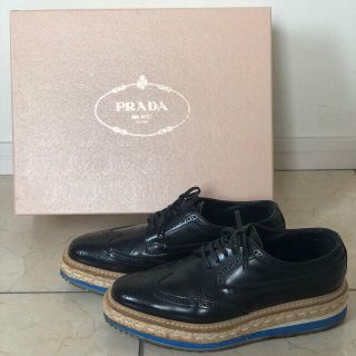 プラダ(PRADA)のPrada Wing tip エスパドリーユ　ウイングチップシューズ送料込み(ローファー/革靴)