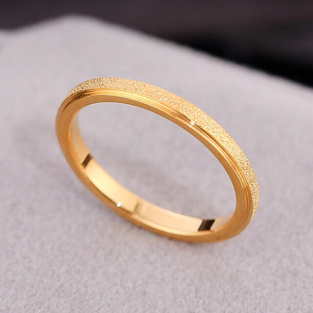 指輪 レディース リング ゴールド サンドブラスト サージカルステンレス  レディースのアクセサリー(リング(指輪))の商品写真