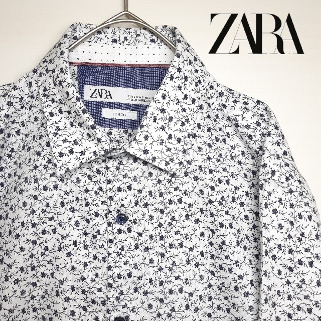 ZARA(ザラ)のZARA ザラ 総柄 小花柄 長袖 シャツ ホワイト S メンズのトップス(シャツ)の商品写真
