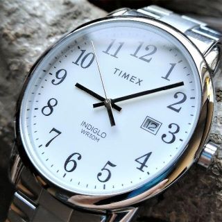 タイメックス(TIMEX)のTIMEX タイメックス 腕時計 ホワイト デイト 3針 INDIGLO 稼動品(腕時計(アナログ))