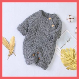 ベビーギャップ(babyGAP)の【ゆの様専用ページ】ニットロンパース　グレー　80(ロンパース)