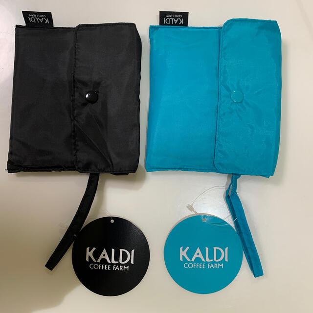 KALDI(カルディ)のKALDI エコバック2個組(黒色/ブルー) レディースのバッグ(エコバッグ)の商品写真