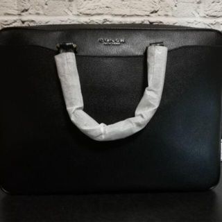 コーチ(COACH)のCOACHコーチブリーフケースビジネスバッグハンドバッグレザー皮黒薄型メンズ紳士(ビジネスバッグ)