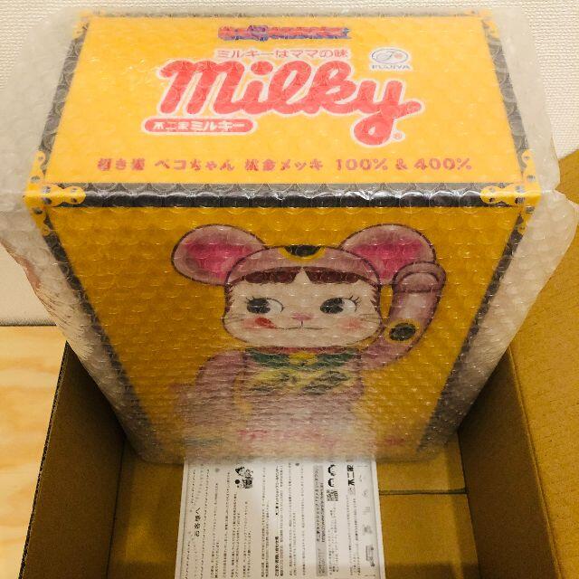 MEDICOM TOY(メディコムトイ)のBE@RBRICK 招き猫 ペコちゃん 桃金メッキ 100％ ＆ 400％ 新品 エンタメ/ホビーのフィギュア(その他)の商品写真