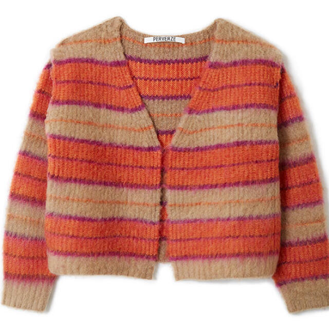 PERVERZE Stripe Mohair Cardigan orange - カーディガン