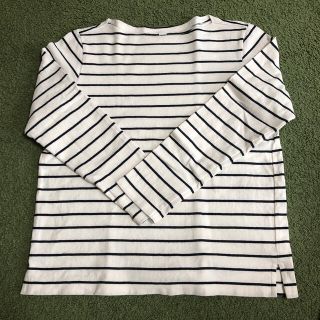 ユニクロ(UNIQLO)のボーダーボートネックTシャツ　長袖(Tシャツ(長袖/七分))