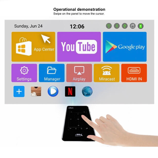 【プロジェクター】4K携帯プロジェクターアンドロイド6.0