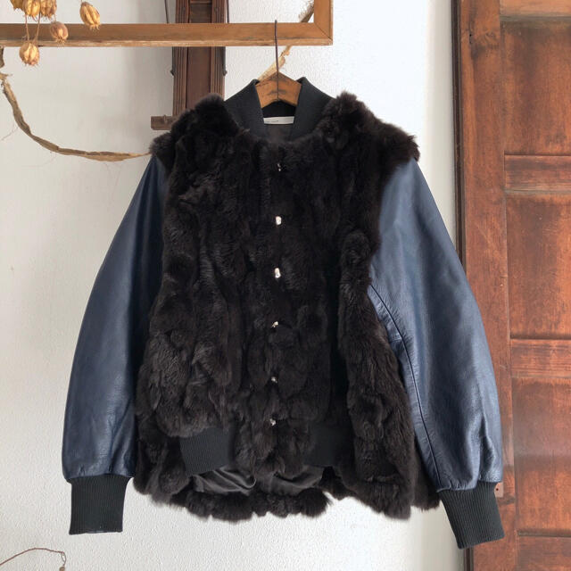 sacai luck(サカイラック)のレア sacai luck サカイラック レッキスファー×レザー ブルゾン レディースのジャケット/アウター(ブルゾン)の商品写真