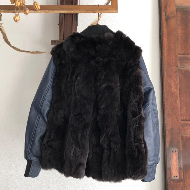 sacai luck(サカイラック)のレア sacai luck サカイラック レッキスファー×レザー ブルゾン レディースのジャケット/アウター(ブルゾン)の商品写真