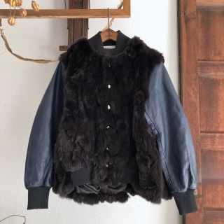 sacai luck スタジャン風コート　袖レザー