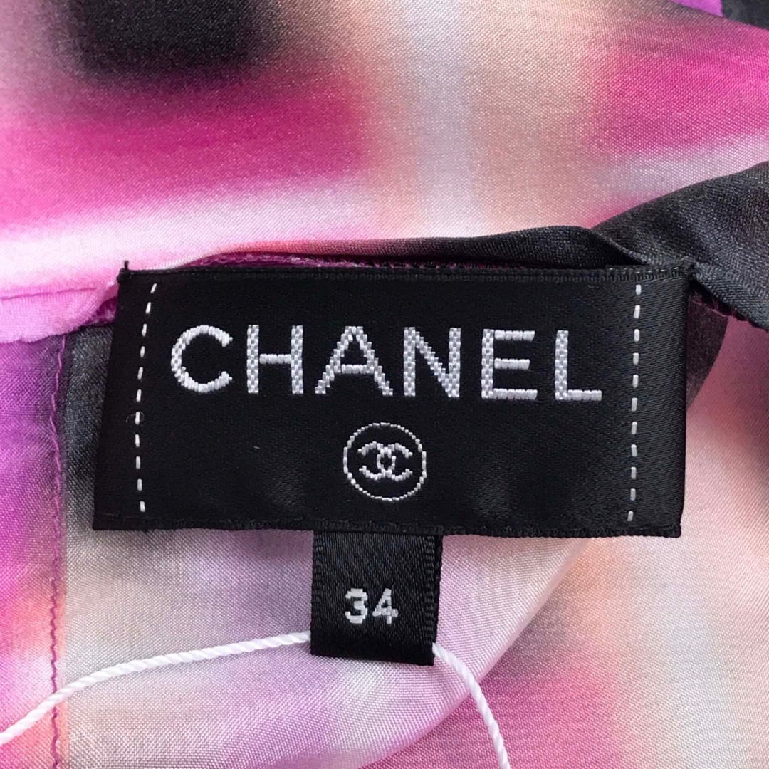 CHANEL(シャネル)のシャネル CHANEL 17S トップス シャツ カットソー CC ココマーク ノースリーブシャツ チェック柄 トップスその他 シルク100% ピンク ピンク 新品同様 レディースのレッグウェア(タイツ/ストッキング)の商品写真