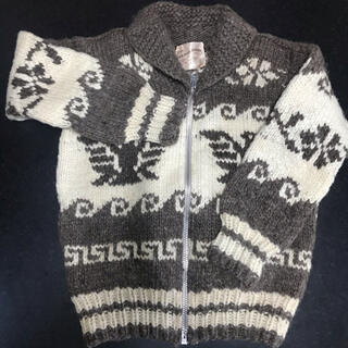 未使用本物カナダカウチン族手編みカウチンセータージップアップジャケット(ニット/セーター)