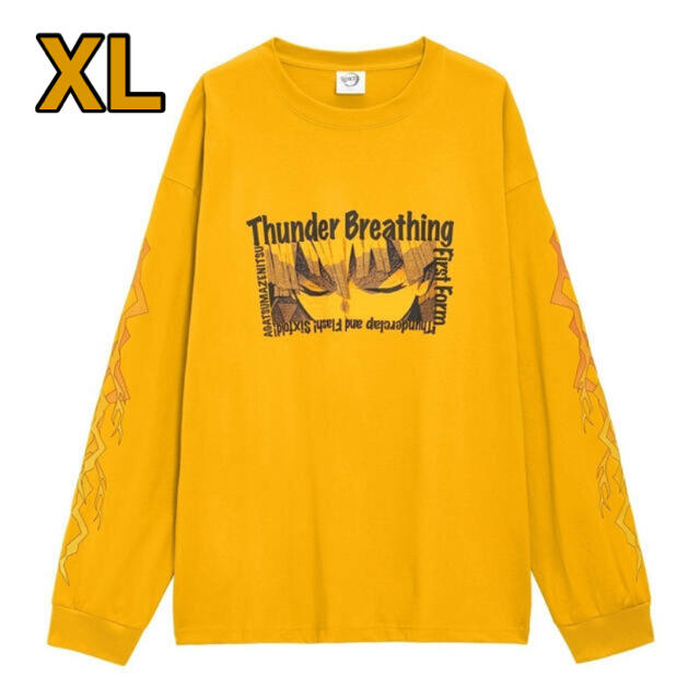 GU(ジーユー)の善逸　★鬼滅の刃　GUコラボ　ロンT  イエロー　XL 新品タグ付き メンズのトップス(Tシャツ/カットソー(七分/長袖))の商品写真