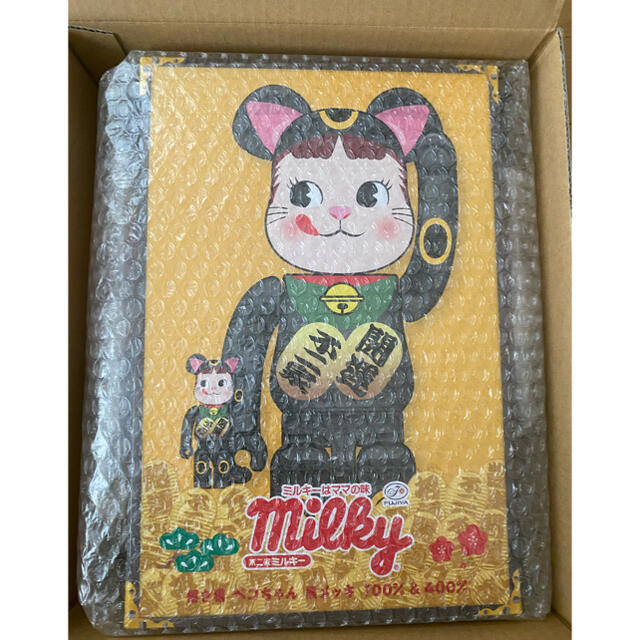 BE@RBRICK 招き猫 ペコちゃん 黒メッキ 100％ ＆ 400％ - www