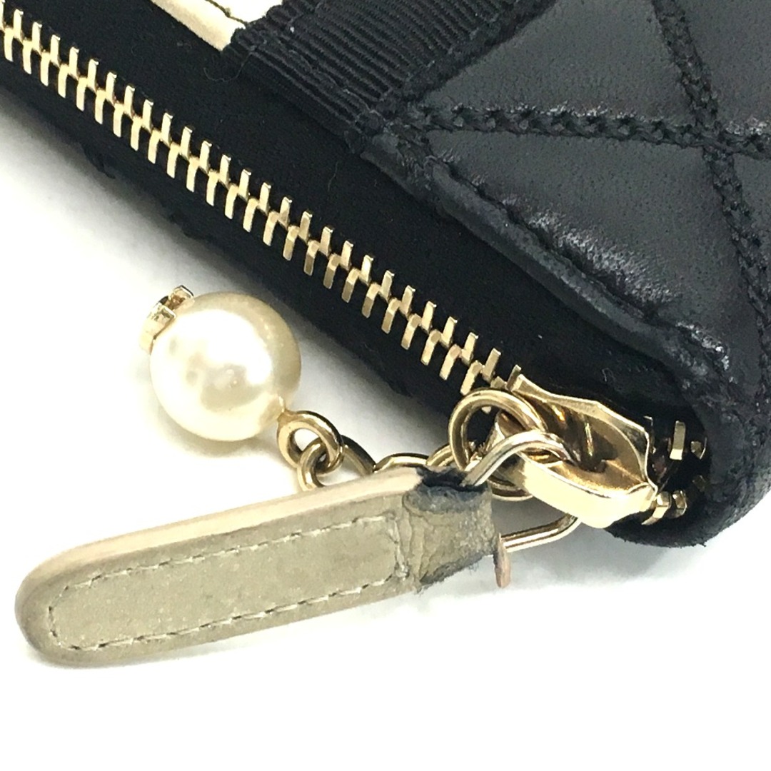 シャネル CHANEL マトラッセ A82472 パール リボン CC ココマーク ロゴ 長財布 ラムスキン シャンパンゴールド×ブラック