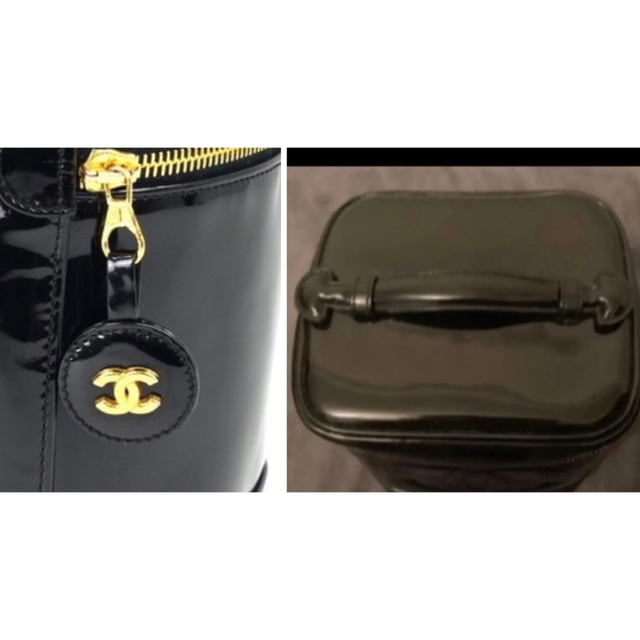 CHANEL(シャネル)のポン様専用　シャネル バニティー 黒 エナメル レディースのバッグ(ハンドバッグ)の商品写真