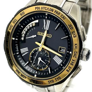 セイコー(SEIKO)のセイコー SEIKO ブライツ 8B54-OBGO/SAGA186 ソーラー クォーツ デイト 腕時計 チタン シルバー×ゴールド(腕時計(アナログ))