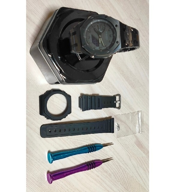 G-SHOCK(ジーショック)のカシオーク G-SHOCK GA2100 カスタム  ブラック×ブラック メンズの時計(金属ベルト)の商品写真
