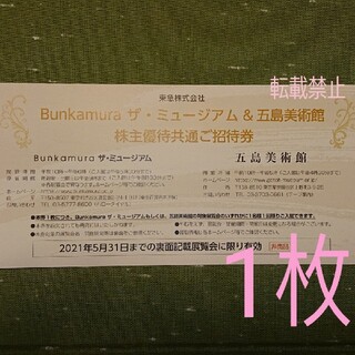 1枚 Bunkamura ザ・ミュージアム & 五島美術館 共通招待券(美術館/博物館)