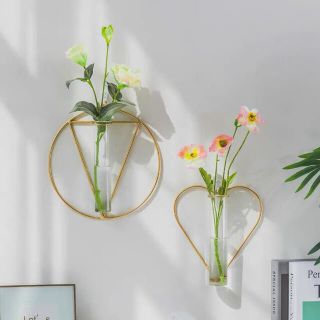 ザラホーム(ZARA HOME)の【ハート型Ｂ】ワイヤーフラワーベース　壁掛け花瓶(花瓶)