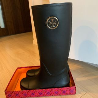 【美品】トリーバーチ　フラワー\u0026キルティング　レインシューズ　23.5〜24cm