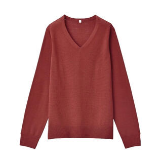 ムジルシリョウヒン(MUJI (無印良品))の無印良品　ウールシルクVネックセーター　赤(ニット/セーター)