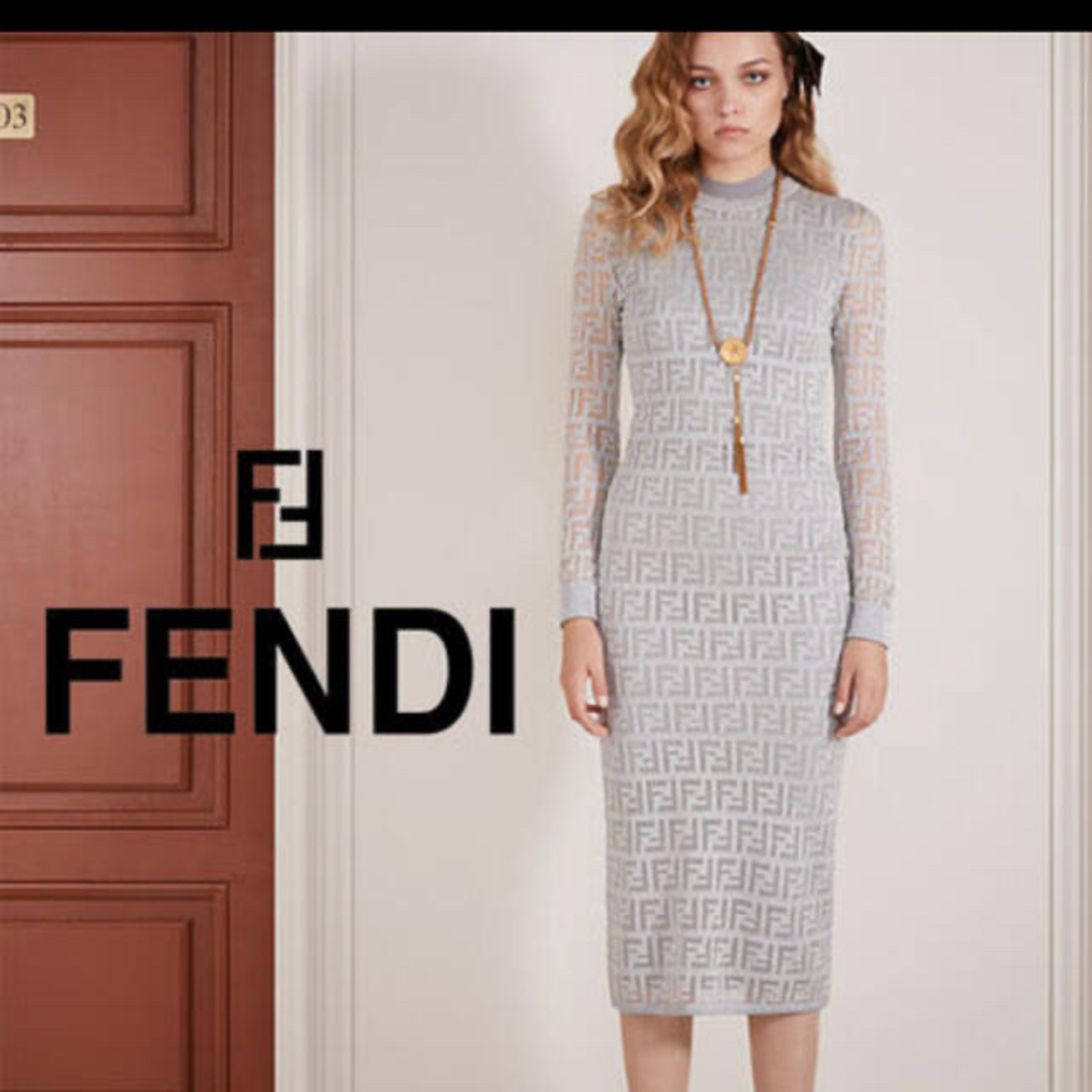 FENDI(フェンディ)のFENDI シルバーニットワンピース レディースのワンピース(ひざ丈ワンピース)の商品写真