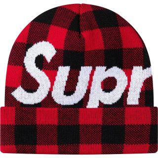 シュプリーム(Supreme)のSupreme Big Logo Beanie Red チェック ビーニー(ニット帽/ビーニー)