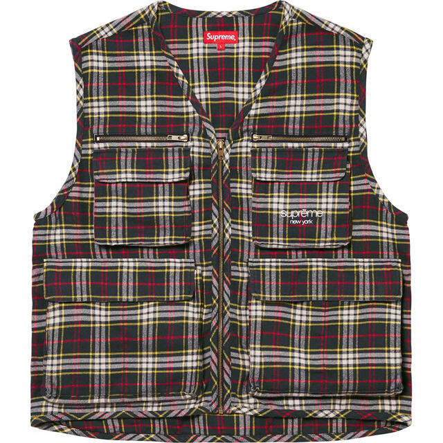 20FW Supreme Tartan Flannel Cargo Vest