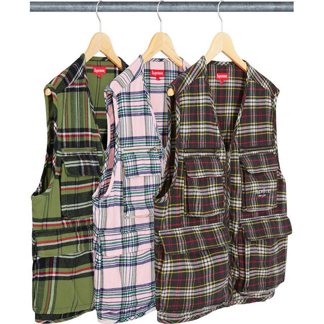 20FW Supreme Tartan Flannel Cargo Vest