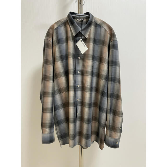 AURALEE SUPER LIGHT WOOL CHECK SHIRTS