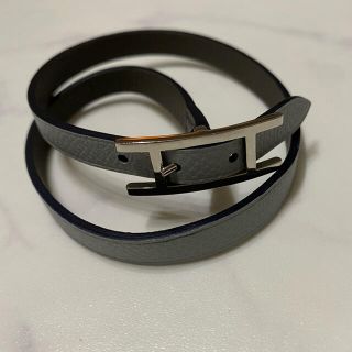 エルメス(Hermes)の【美品】HERMES エルメス ブレスレット レザー グレー(ブレスレット)