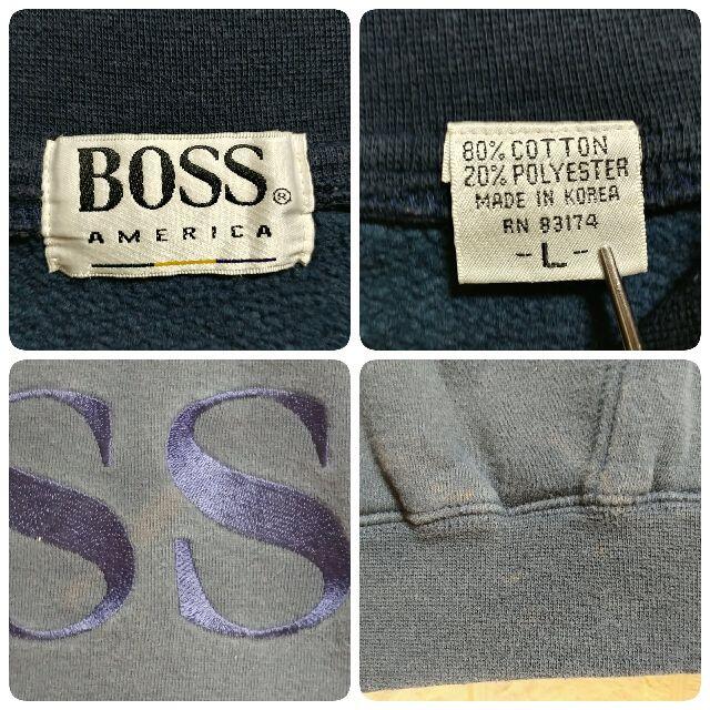 BOSS(ボス)のBOSS ボスアメリカ ハーフジップ スウェット トレーナー 刺繍オーバーサイズ レディースのトップス(トレーナー/スウェット)の商品写真