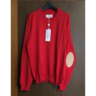 マルタンマルジェラ(Maison Martin Margiela)の赤XL新品 メゾン マルジェラ エルボーパッチ ニット セーター メンズ レッド(ニット/セーター)