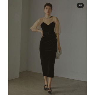 アメリヴィンテージ(Ameri VINTAGE)のAIRY SLEEVE TIGHT DRESS(ロングドレス)