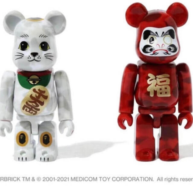 即発送可 2体セット BE@RBRICK BAPE 招き猫 & 達磨 400%MEDICOMTOY ...