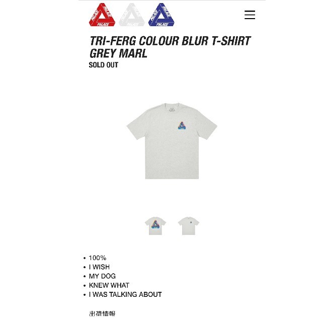 新品　パレス　PALACE TRI-FERG COLOUR  T-SHIRT