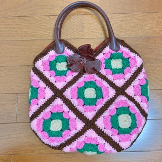 ニット　バッグ　ハンドメイド　(ハンドバッグ)