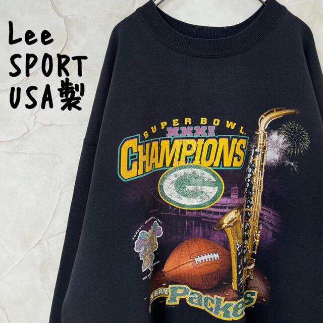 LeeSPORT】USA製 スウェット トレーナー NFL 裏起毛ブラックXL