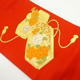 文箱に草花模様織出し名古屋帯(その他)