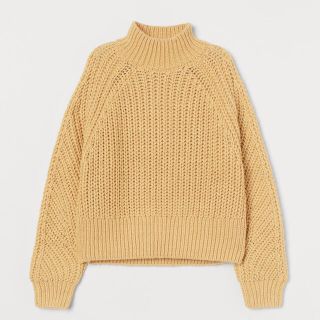 エイチアンドエム(H&M)のH&M チャンキーニット セーター イエロー リブニットハイネックセーター(ニット/セーター)