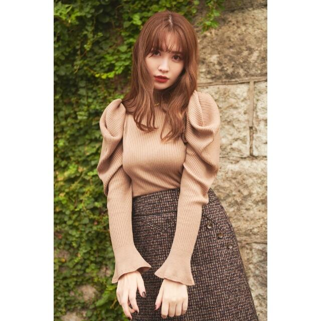 ニット/セーター herlipto  Volume sleeve Rib Knit Top