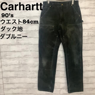 カーハート(carhartt)のCarhartt 90‘s 一点物　ブラックペインターパンツ　ダブルニー　L(ペインターパンツ)