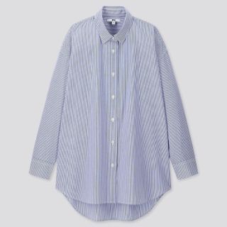 ユニクロ(UNIQLO)のユニクロ エクストラファインコットンオーバーサイズロングシャツ（ストライプ・長袖(シャツ/ブラウス(長袖/七分))